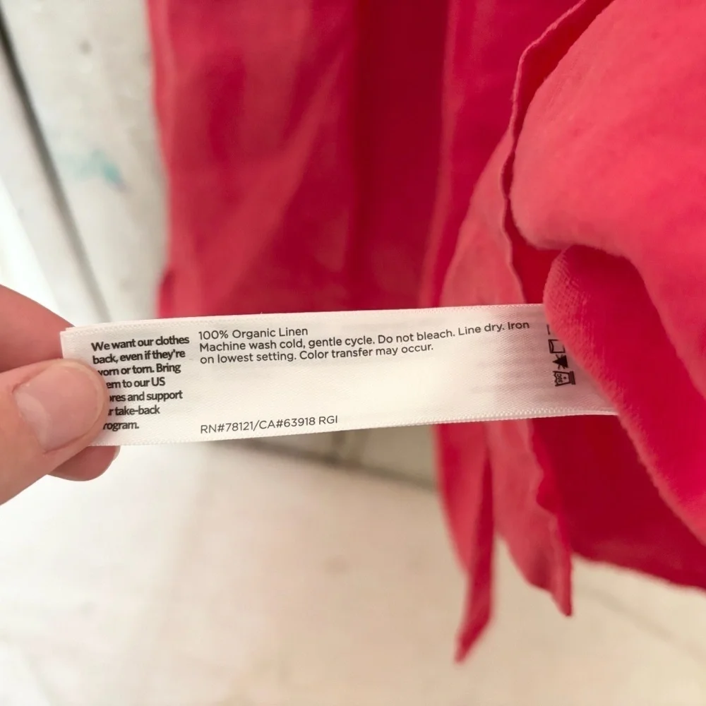 Eileen Fisher Garment Dyed Organic Linen Classic Collar Dress, Grenadine - Picture 4 of 5